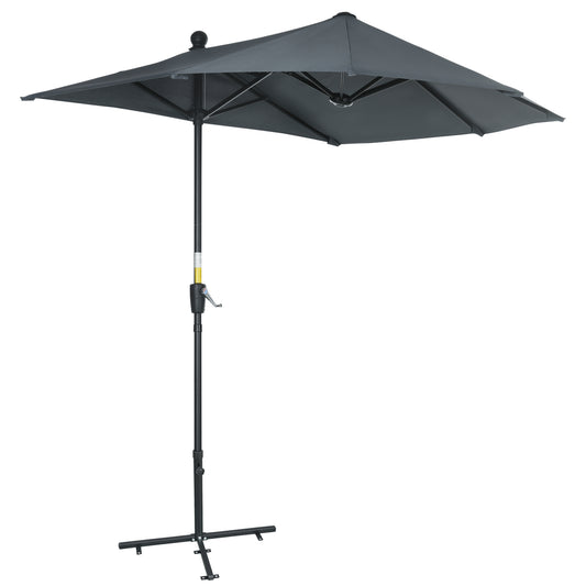 Outsunny Sombrilla De Pared Jardín 200x190x240cm Con Manivela Para Terraza Gris_0