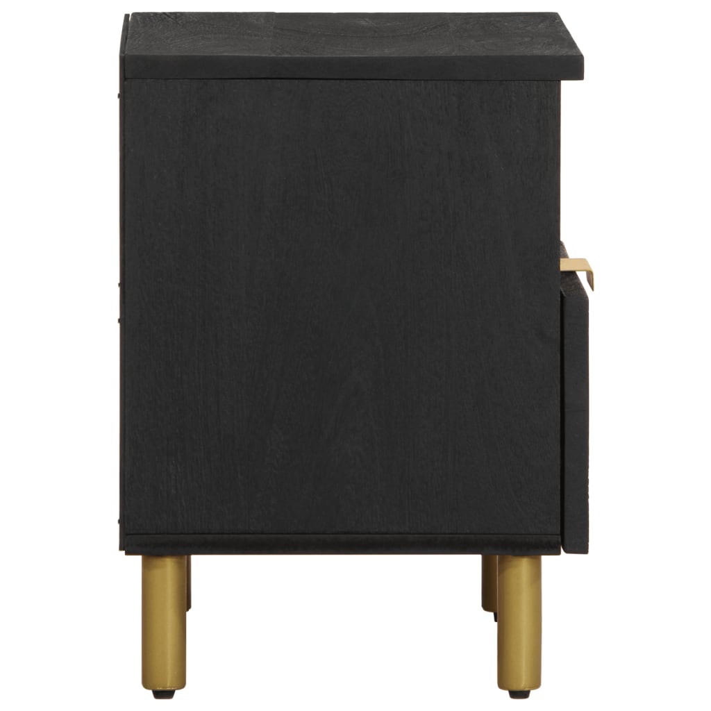 Mesita De Noche Madera Maciza De Ingeniería Negra 40x33x46 Cm_2