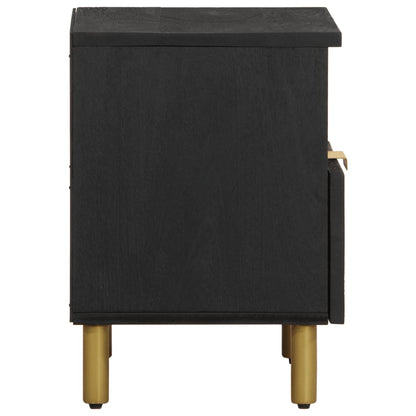 Mesita De Noche Madera Maciza De Ingeniería Negra 40x33x46 Cm_2