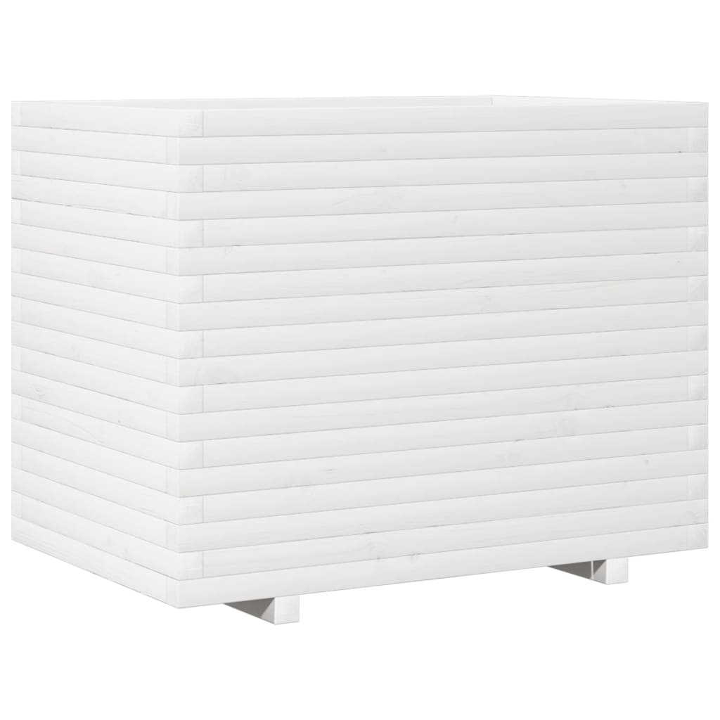 Jardinera De Madera Maciza De Pino Blanca 90x60x72 Cm_0