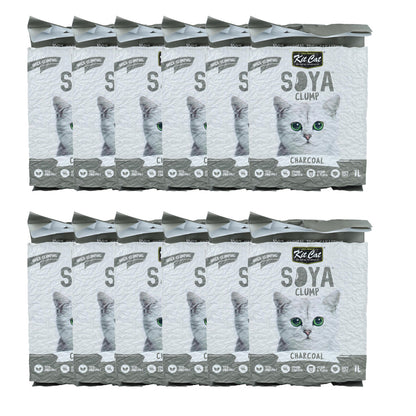 Kit Cat SoyaClump Pack Ahorro 12 - Charcoal 7 L Arena Vegetal para gatos