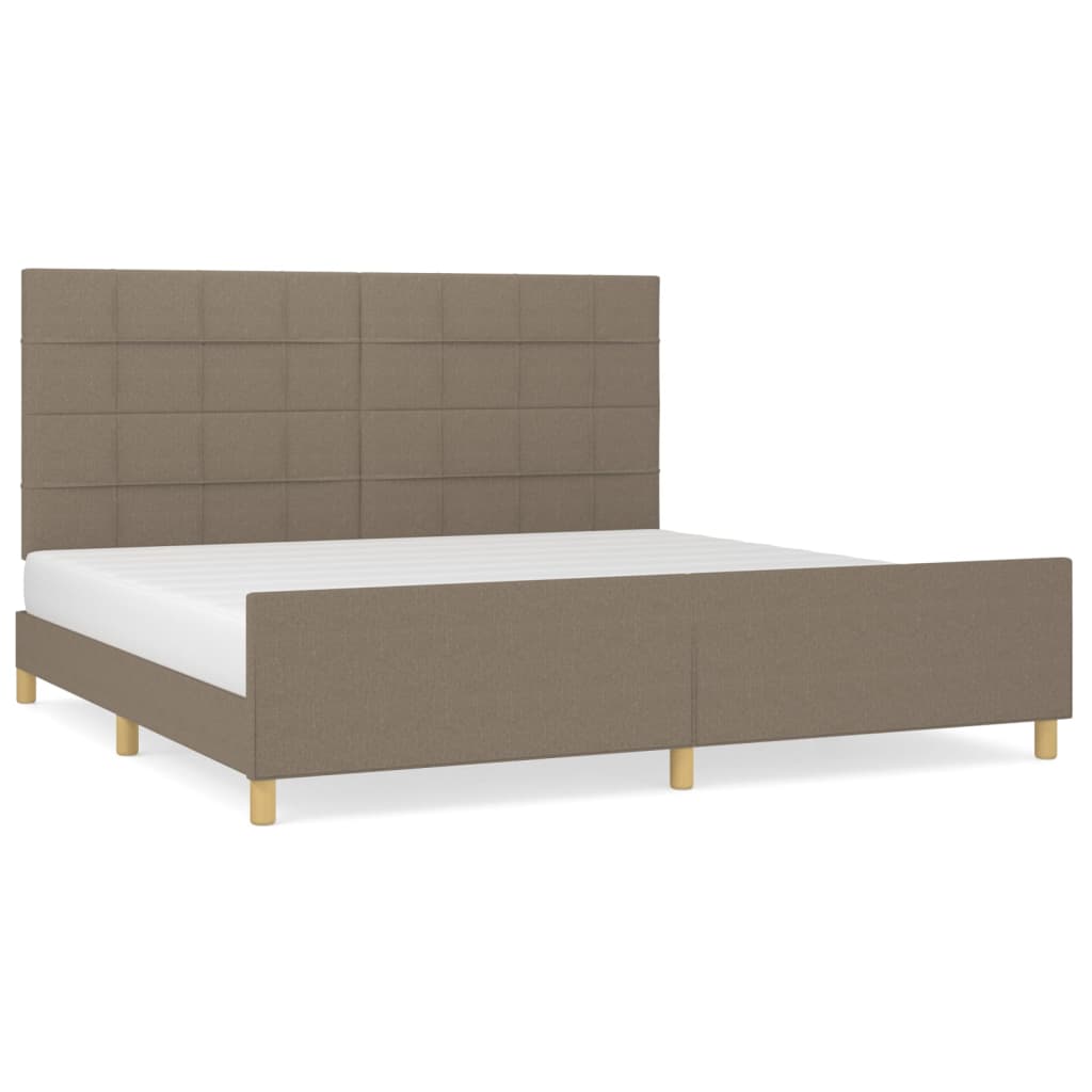 Estructura De Cama Con Cabecero De Tela Gris Taupe 200x200 Cm / Vetonek_3