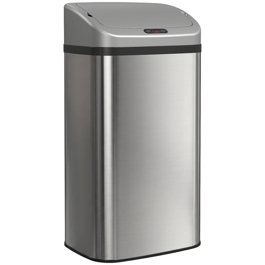 Balde De Lixo Homcom Abs E Aço Inoxidável Prata 33x25x69 Cm 851-047v00sr_0