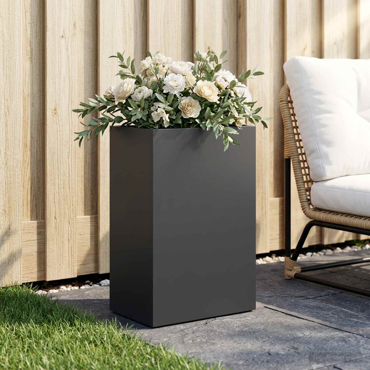 Macetero De Jardín Negro 50 X 40 X 75 Cm Acero Laminado En Frío_1