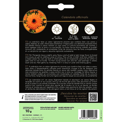 Semillas de flores comestibles de Caléndula Rocalba
