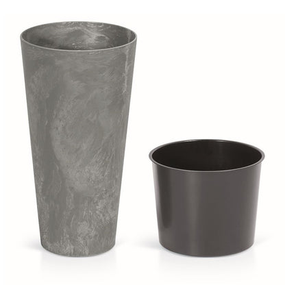 Prosperplast Tubus Slim Effect De Plástico Con Depósito En Color Cemento, 57,2 (alto) X 30 (ancho) X 30 (profundo) Cms_1