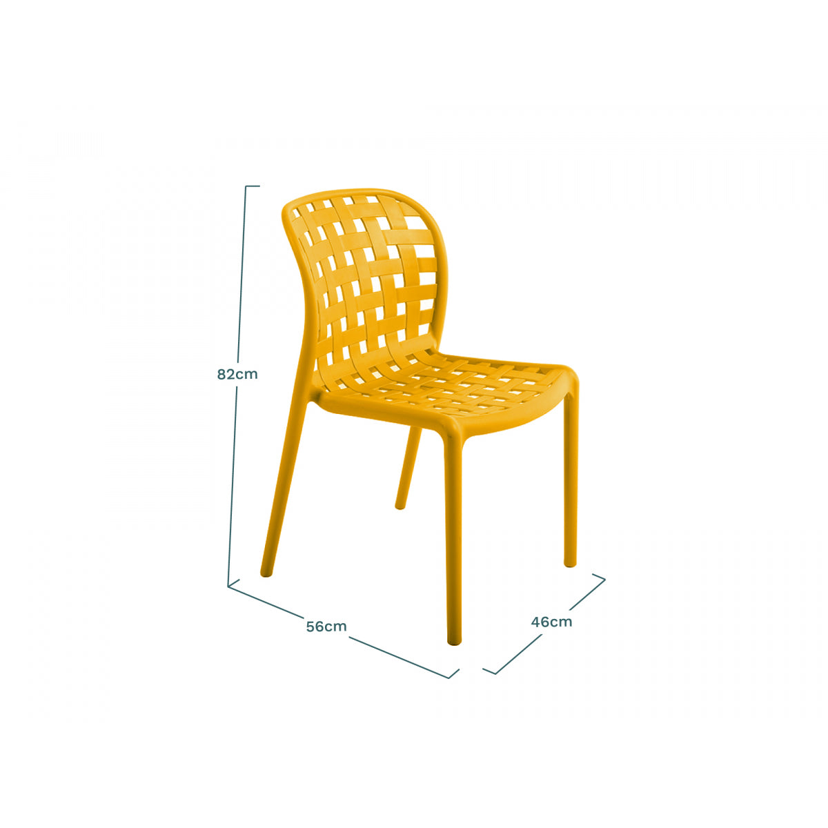 Lote De 4 Sillas Apilables De Polipropileno Calado Corfu Amarillo - Muebles De Jardín - 46x56xh82cm_4