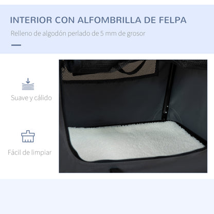 Pawhut Transportín Para Perros Gatos Plegable Cojín Suave 60x41x41 Cm Gris_4
