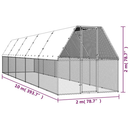 Vidaxl Jaula Gallinero De Acero Galvanizado 2x10x2 M_4