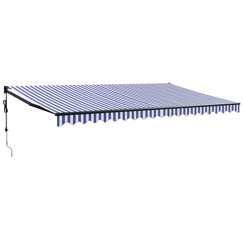 Toldo Retráctil Automático Azul Y Blanco 5x3 M_0