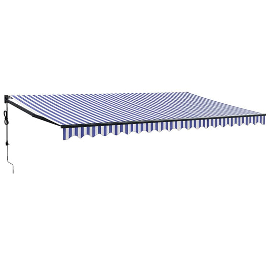 Toldo Retráctil Automático Azul Y Blanco 5x3 M_0