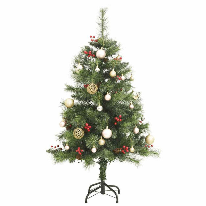 Vidaxl Árbol Navidad Artificial Con Bisagras 150 Led Y Bolas 120 Cm_3