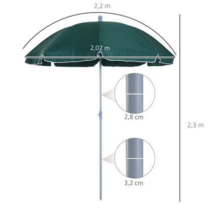 Sombrilla De Playa Outsunny Metal, Poliéster Verde Ø202x230 Cm_2