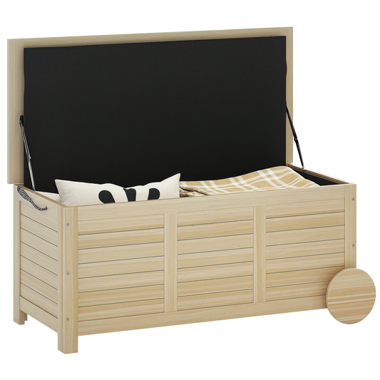 Outsunny Baúl De Almacenaje Exterior 185l Con Tapa Abrible 2 Ruedas Natural_0