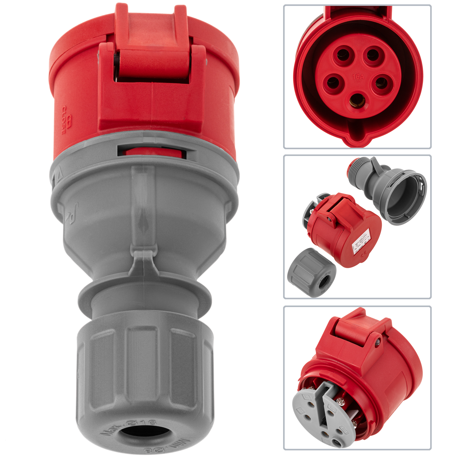 Base De Enchufe Industrial Cetac Hembra 3p+t+n 16a 380v Ip44 Aérea_1