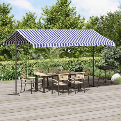 Vidaxl Toldo De Pie Tela Y Acero Azul Y Blanco 400x300 Cm_1