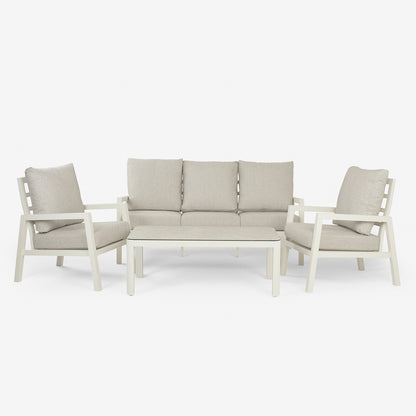 Conjunto De Sofás Para Jardín, Sofá 3 Plazas, Aluminio, Color Blanco Envejecido, Mesa:120x60x45cm Sillón:83x65,5x89 Cm Sofá:180x83x89 Cm Alto_2