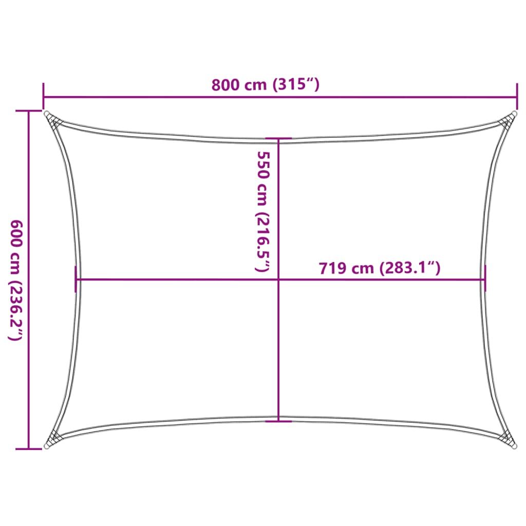 Vidaxl Toldo De Vela Rectangular Hdpe Amarillo 160 G/m² 6x8 M_2