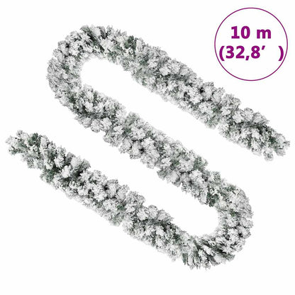 Vidaxl Guirnalda De Navidad Con Nieve Flocada Verde 10 M Pvc_2
