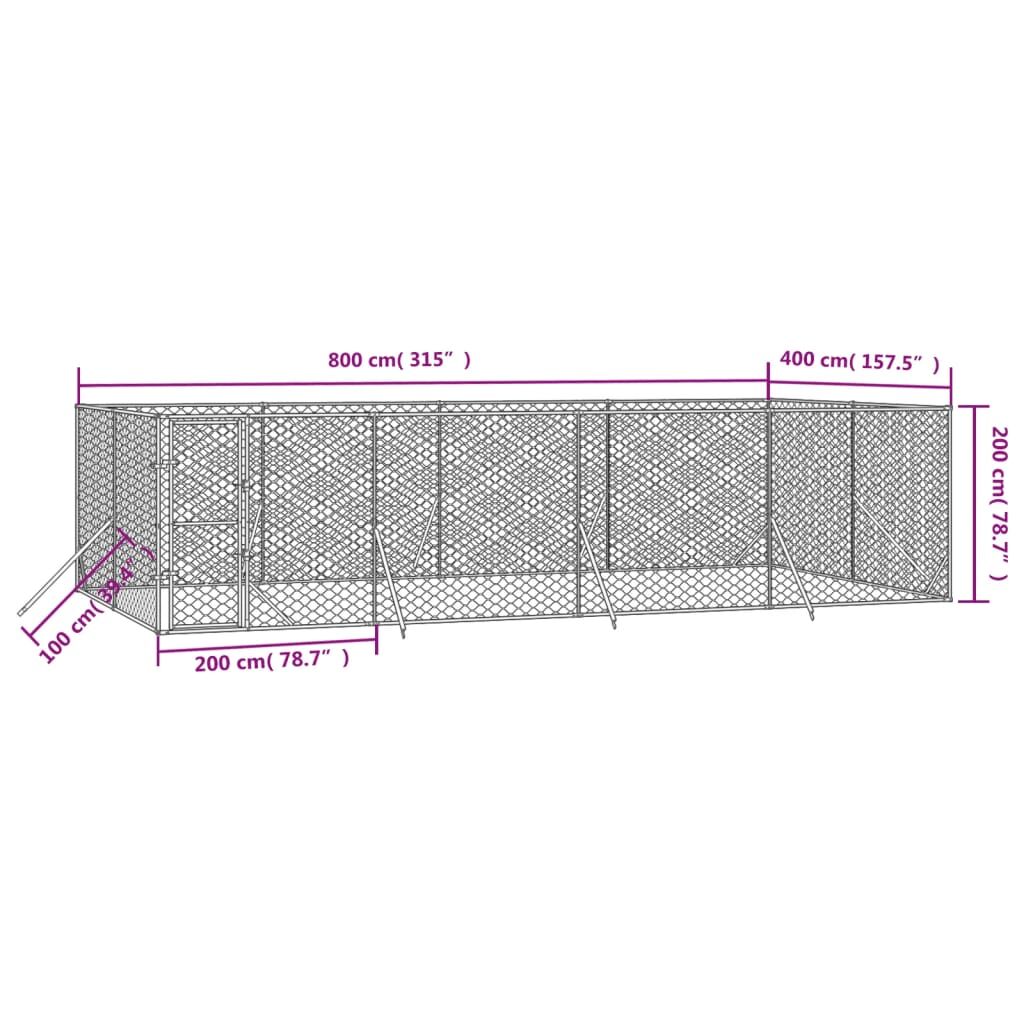 Vidaxl Perrera De Exterior Acero Galvanizado Plateado 8x4x2 M_2