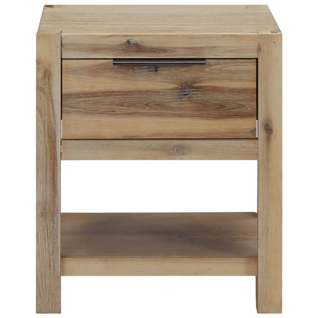 Mesita De Noche Con Cajón Madera Acacia Maciza 40x30x48 Cm_1