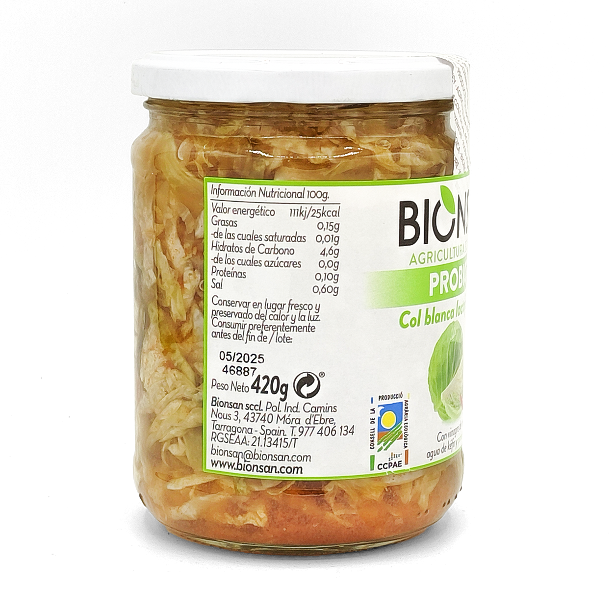 Col Blanca Fermentada Ecológica - Chucrut 420gr_1