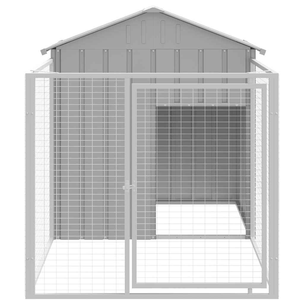 Caseta Perros Corral Acero Galvanizado Gris Claro 117x201x123cm_2