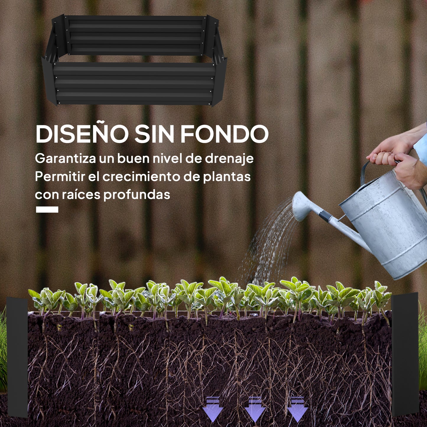 Outsunny Juego De 2 Jardineras Exterior Grandes De Acero Galvanizado_4