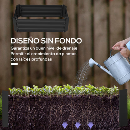 Outsunny Juego De 2 Jardineras Exterior Grandes De Acero Galvanizado_4