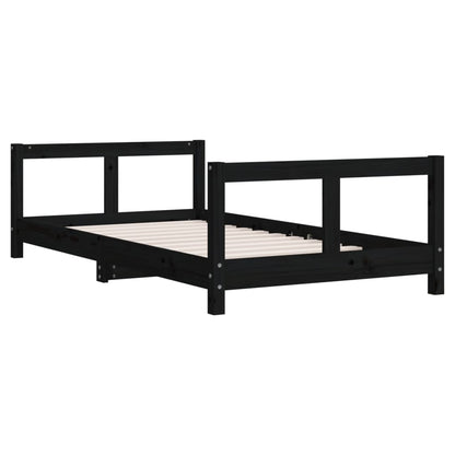 Estructura De Cama Para Niños Madera De Pino Negro 80x160 Cm / Vetonek_3