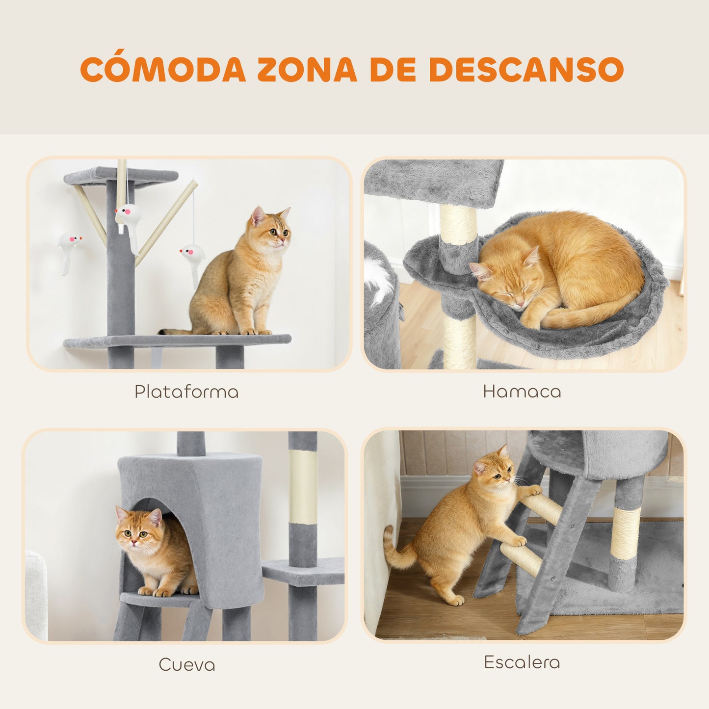 Pawhut Árbol Rascador Para Gatos Grande_4