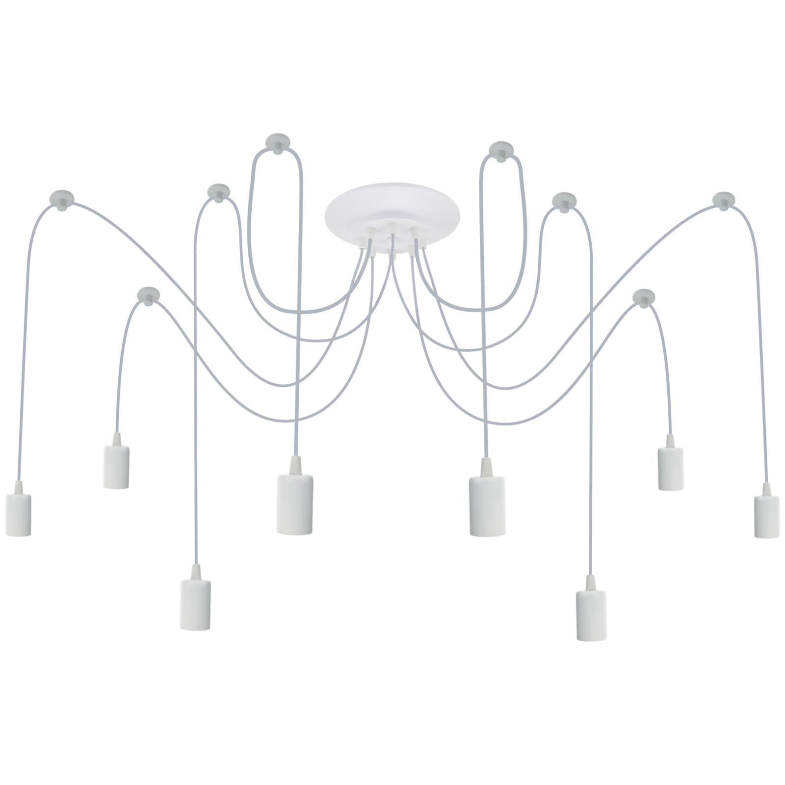 Lámpara Para 8 Bombillas De Rosca E27 Vintage Con Cable De 3m Blanco_0