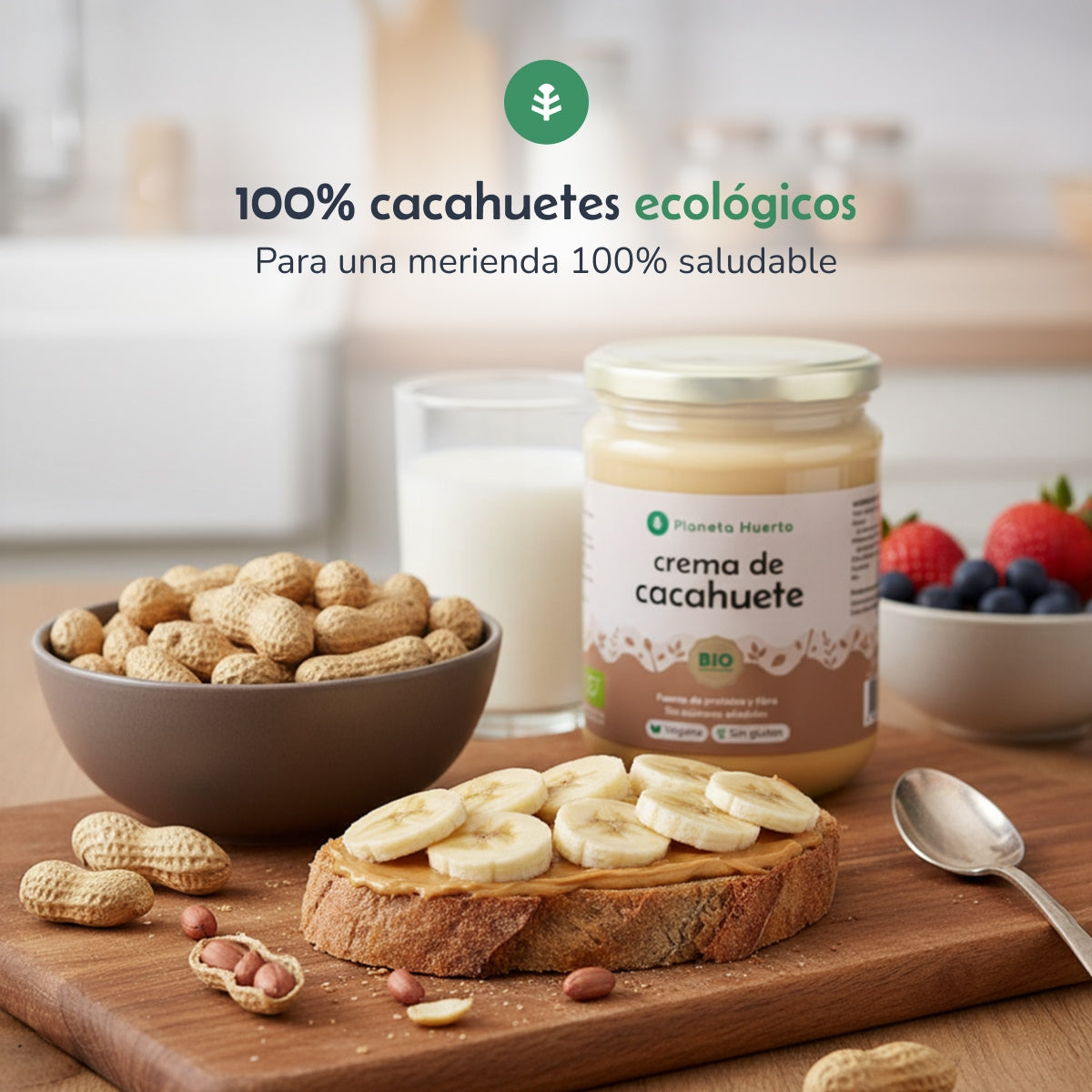 Pack 9x Crema de Cacahuetes ECO Planeta Huerto 350g