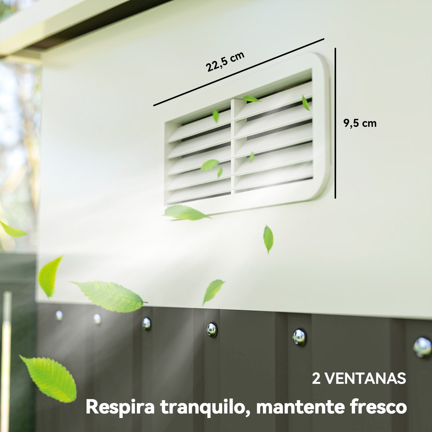 Outsunny Cobertizo De Jardín Con Puerta Y 2 Ventanas 8,9 M² 280x345x201 Cm Gris_4