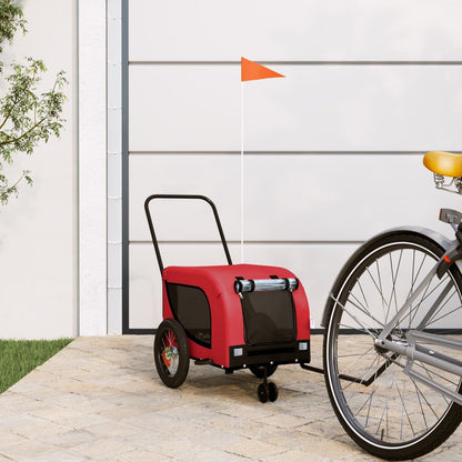 Remolque De Bicicleta Mascotas Hierro Tela Oxford Rojo Negro_1