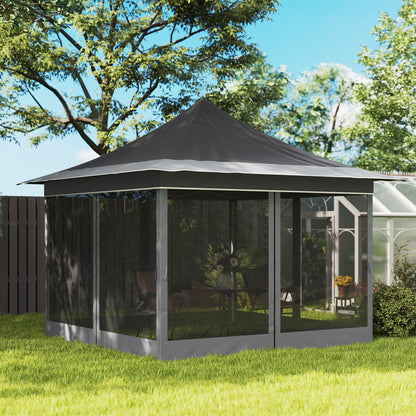 Outsunny Carpa Plegable 3,5x3,5x3 M Con 4 Mosquiteras Altura Ajustable Gris_4