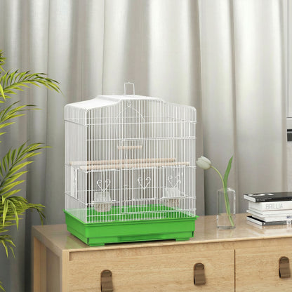 Pawhut Jaula Para Pájaros Con Puertas Comederos Y Bandeja 46,5x36x59 Cm Verde_1