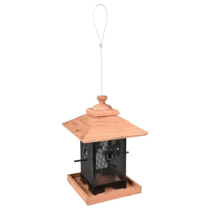 Flamingo Comedero Silo Para Pájaros Zulma Madera Negro Y Marrón 22 Cm_0
