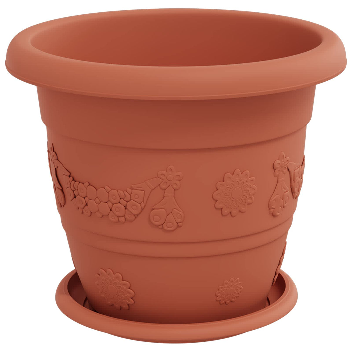 Macetas 6 Uds. Rojo Ladrillo Ø 26 X 21.5 Cm Plástico_4