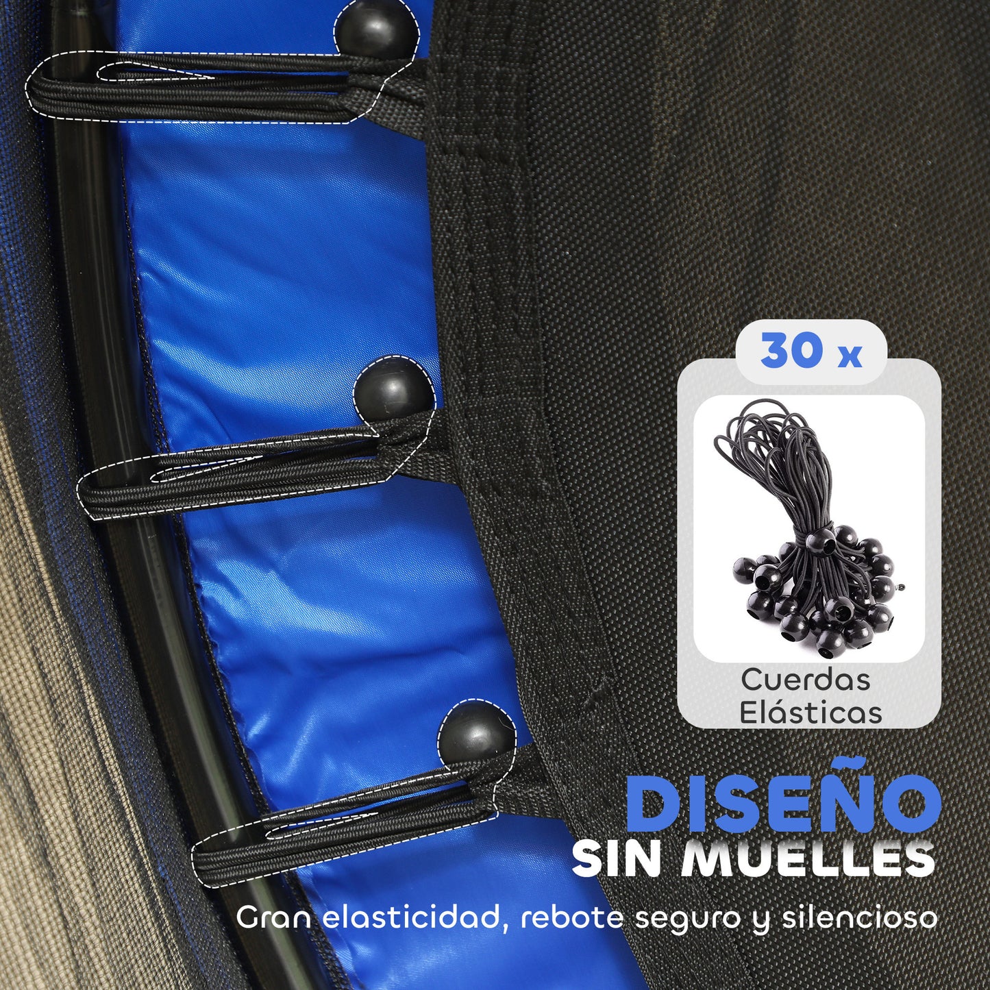 Homcom Cama Elástica Infantil Ø140 Cm Con Red De Seguridad Azul Y Negro_5