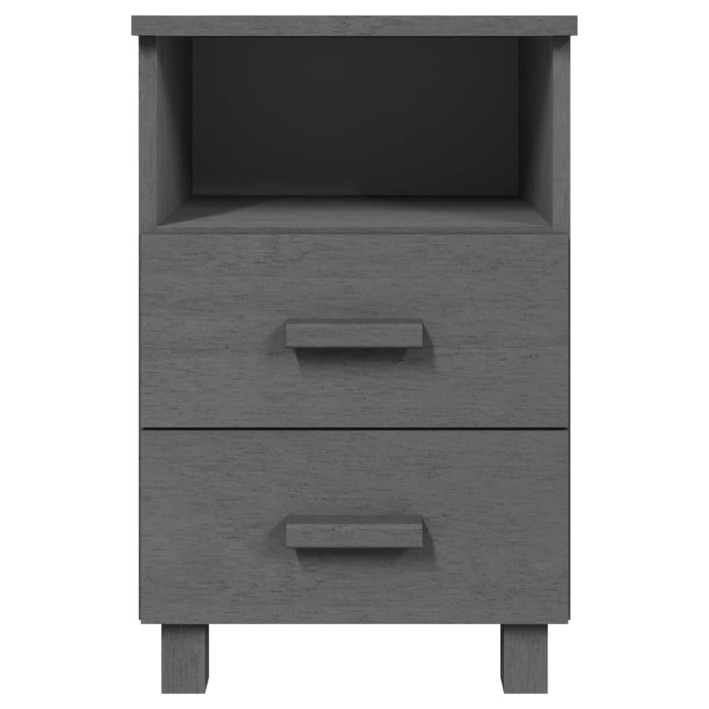 Mesita De Noche Hamar Madera Maciza Pino Gris Oscuro 40x35x62cm_1