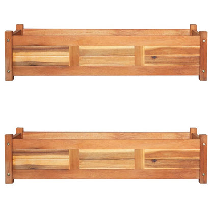 Arriates Elevados De Jardín 2 Pzas Madera Acacia 100x30x25 Cm_1