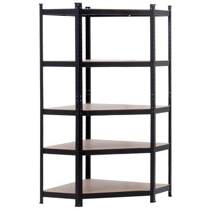 Estantería Esquinera Modular Negra 5 Baldas Ajustables 180x80x40x56cm 875kg 7house_0