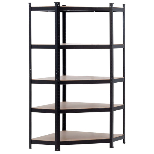 Estantería Esquinera Modular Negra 5 Baldas Ajustables 180x80x40x56cm 875kg 7house_0