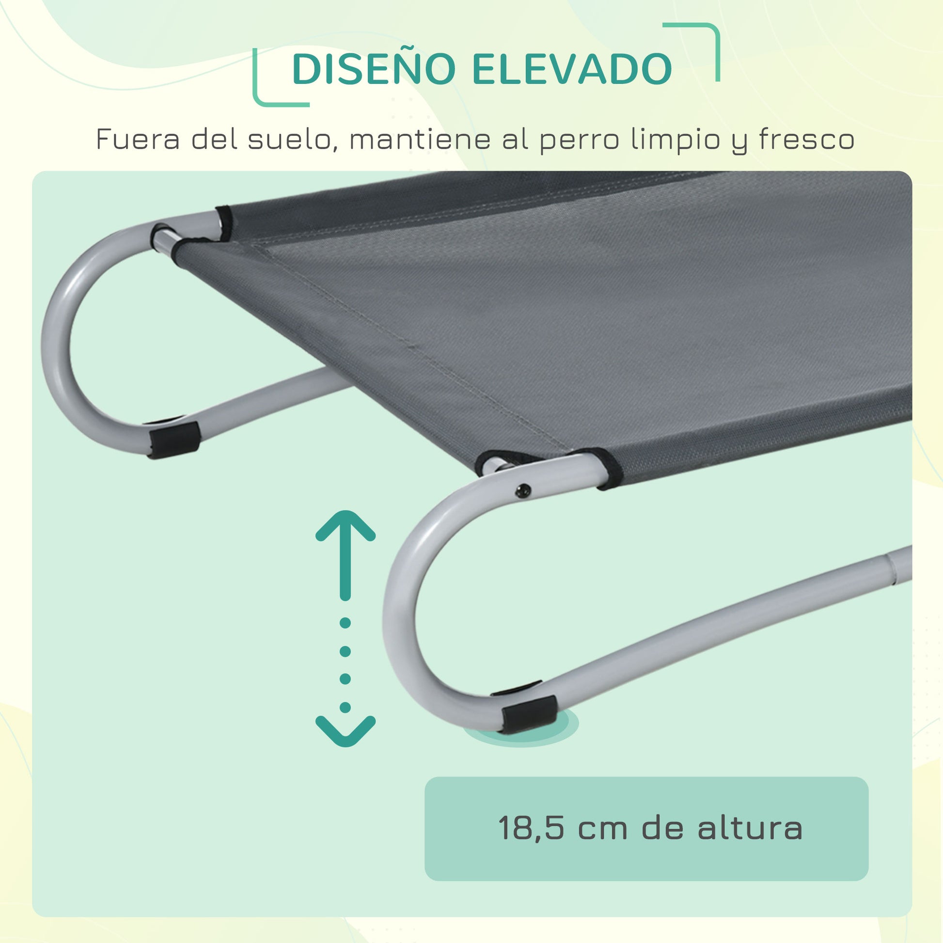 Pawhut Cama Elevada Para Perros Con Tela De Malla Marco Curvo Acero 110x65x20 Cm_5