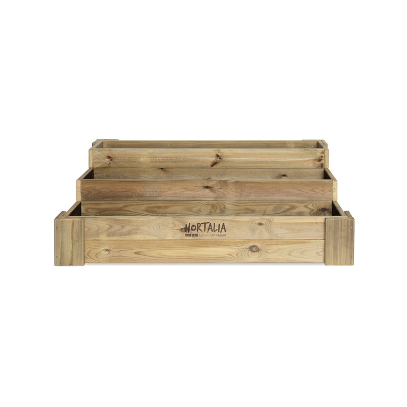 Cajón De Cultivo De Madera Tratada 120x80x40 Cm Box Stairs 120 Hortalia_2