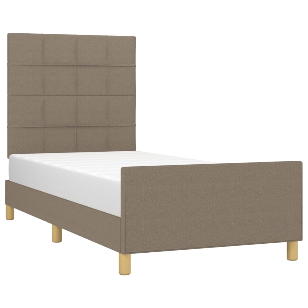 Estructura De Cama Con Cabecero De Tela Gris Taupe 90x200 Cm / Vetonek_2