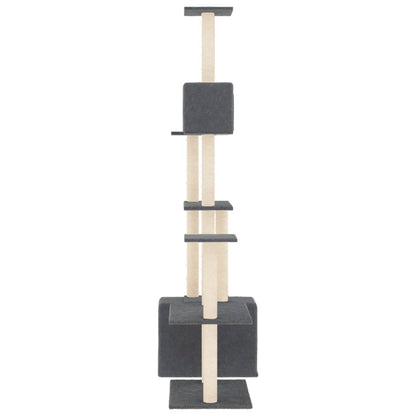 Vidaxl Rascador Para Gatos Con Postes De Sisal Gris Oscuro 180 Cm_3