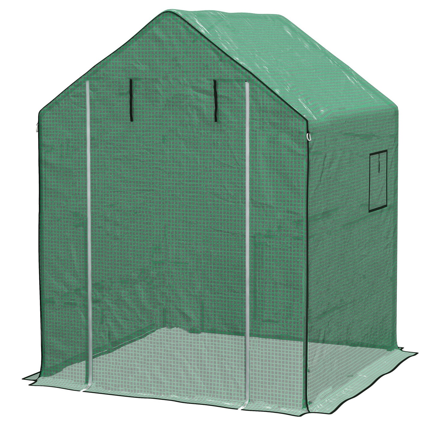 Outsunny Cubierta De Invernadero 140x143x190 Cm Con Ventana Anti-uv Verde_0
