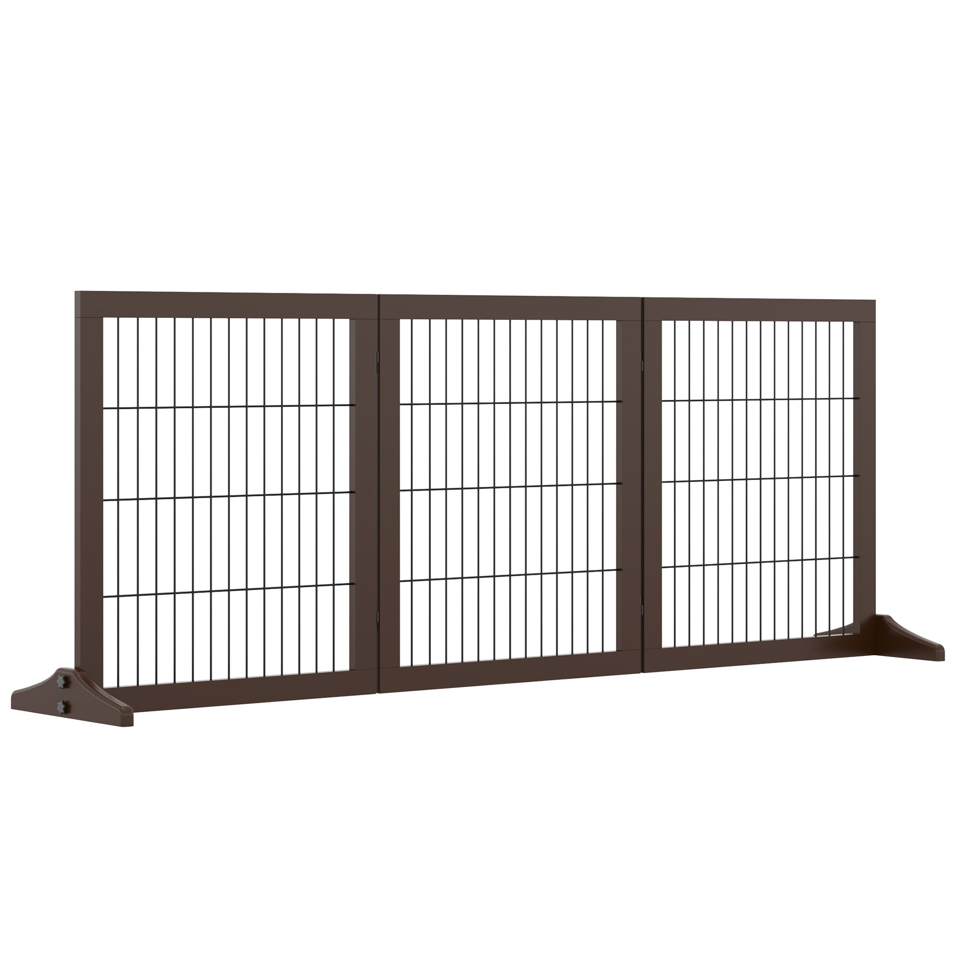 Pawhut Barrera Para Perros De 3 Paneles Con Patas De Apoyo 185x36x71 Cm Marrón_0